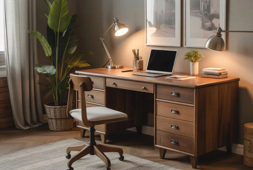 Rustic and Wooden Desks for Warmth