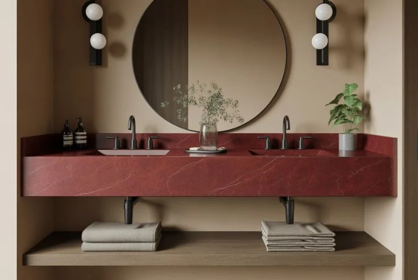 Smart Ways to Style a Red Marble Bathroom