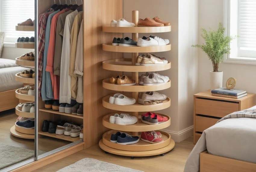 Tiered Rotating Shoe Racks
