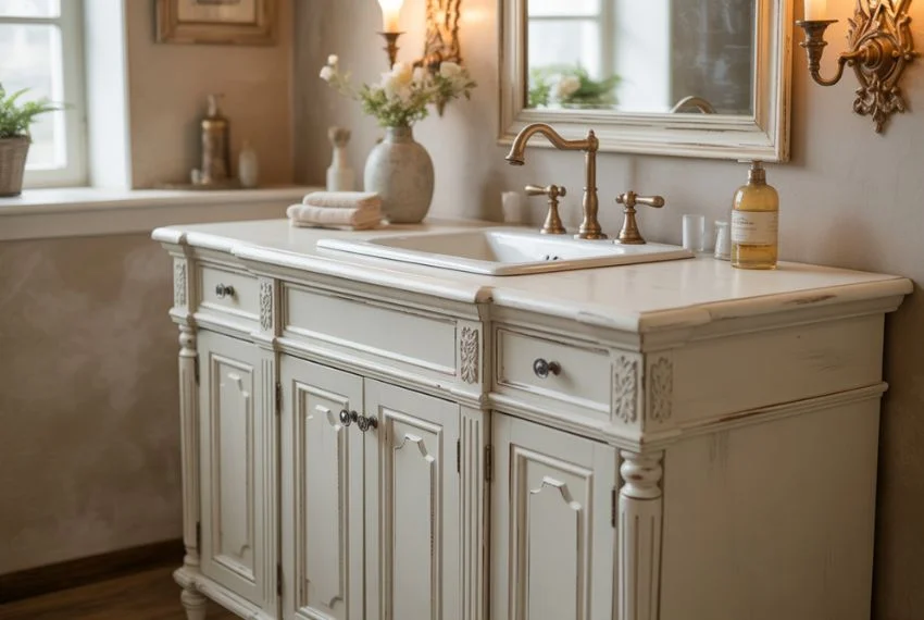 Vintage-Inspired White Vanities