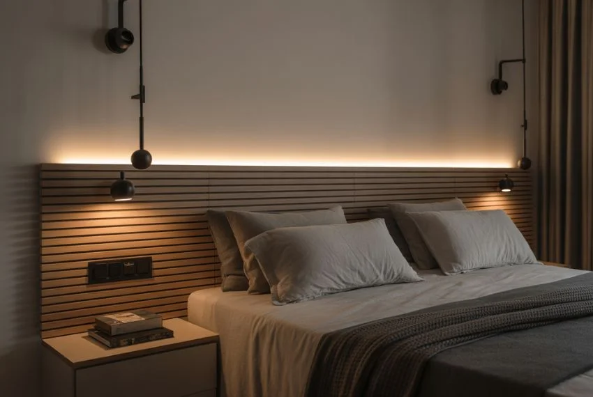 Wall-Mounted and Floating Slatted Headboards