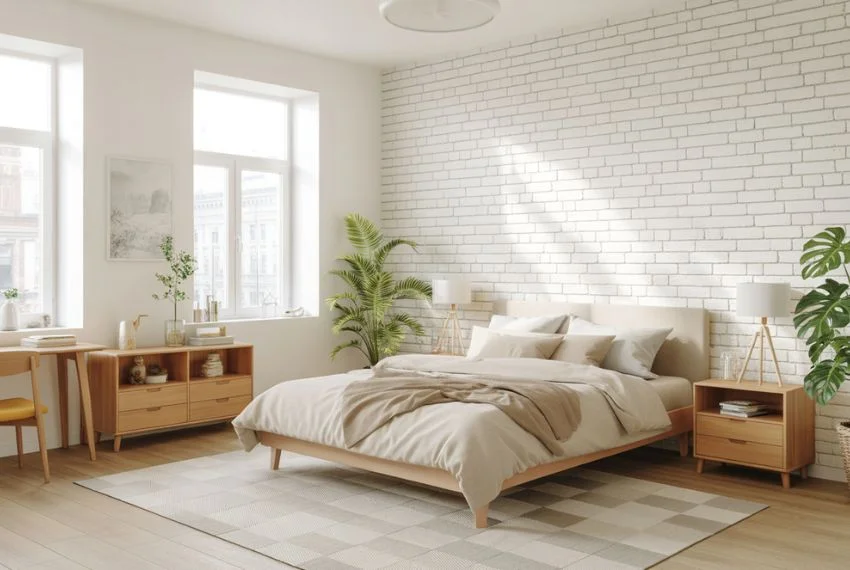 White washed Brick for a Soft Industrial Look