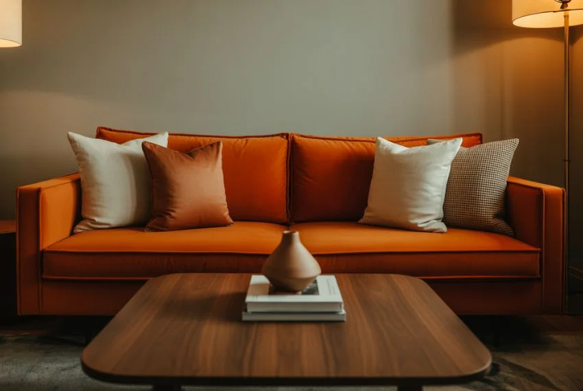 Anchor the Room With a Burnt Orange Sofa