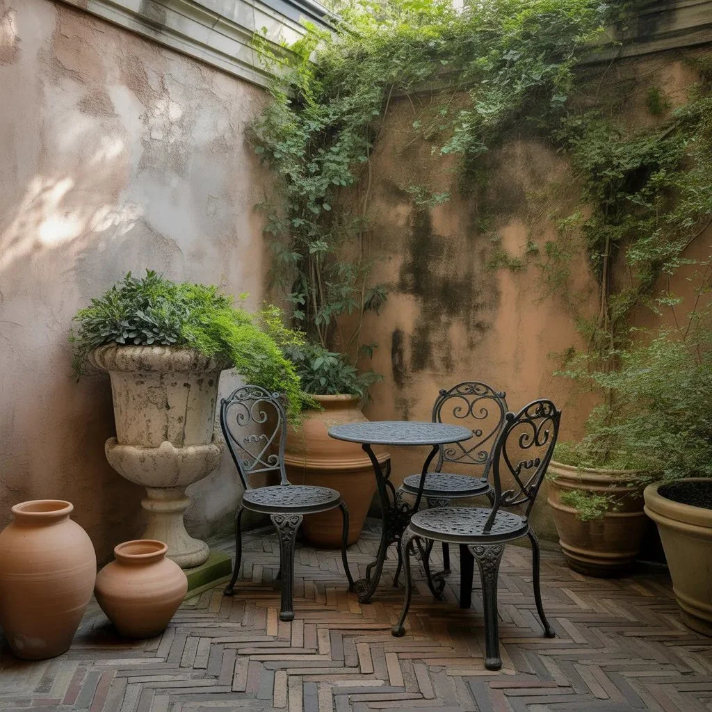 Bring in wrought iron stone and old world texture