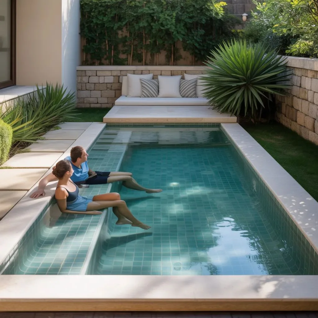 Built-In Seating Adds Comfort to Plunge Pool Ideas
