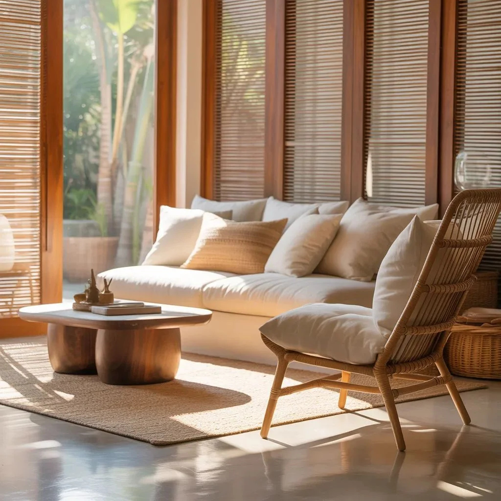 Choose furniture that sits low and feels relaxed