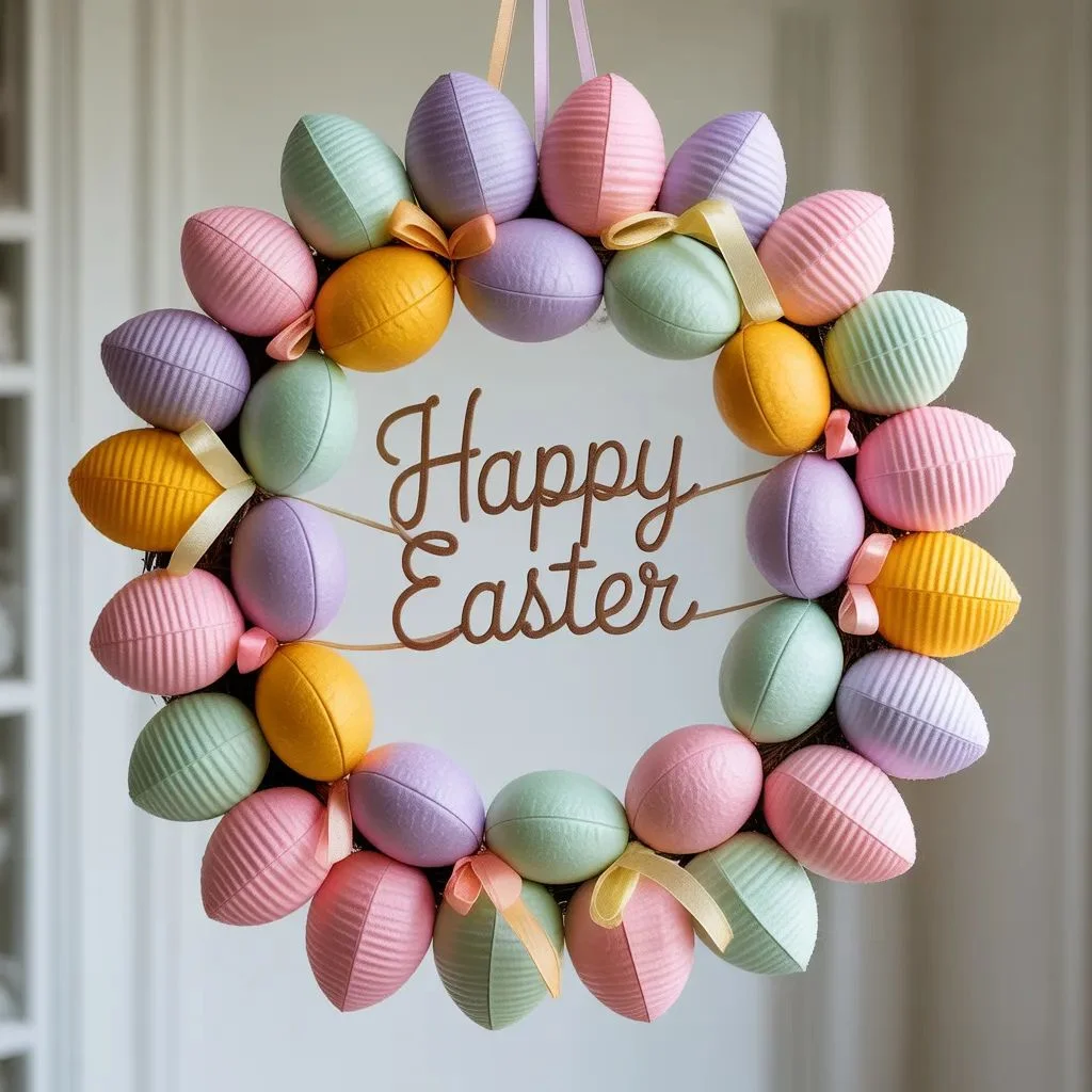 DIY Modern Paper and Fabric Egg Wreath