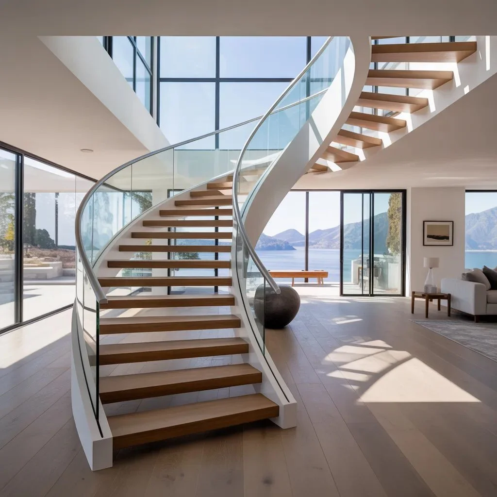 Floating Wood and Glass Curve