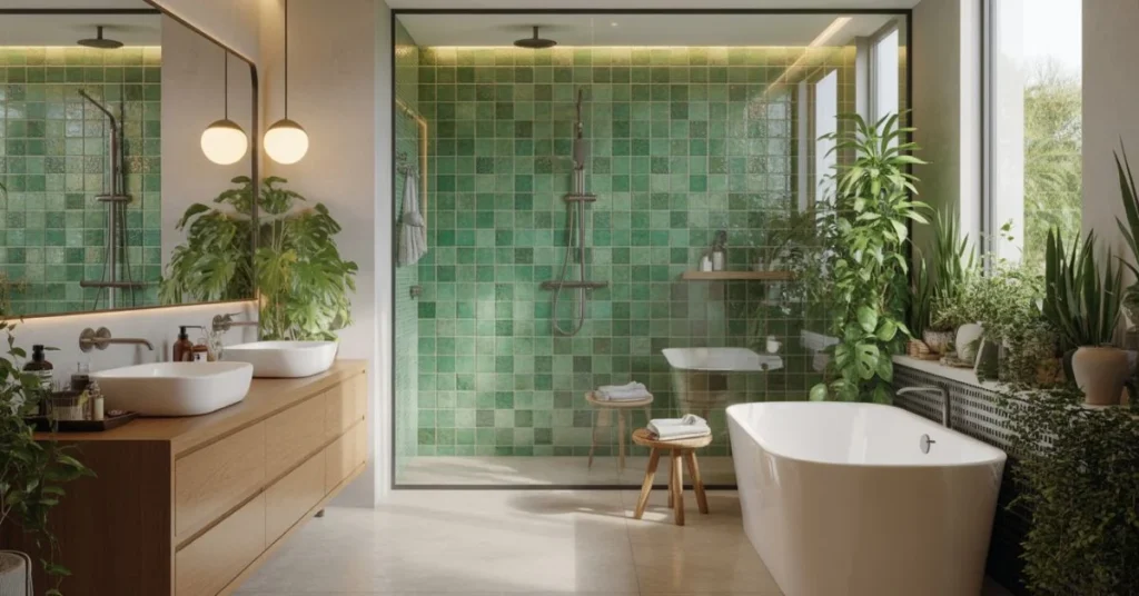 Green Mosaic Bathroom Tiles
