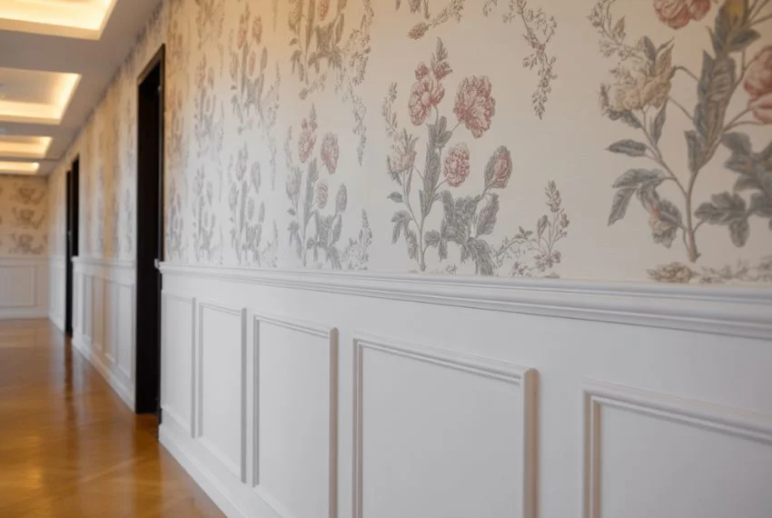 Half Wall with Wallpaper Above