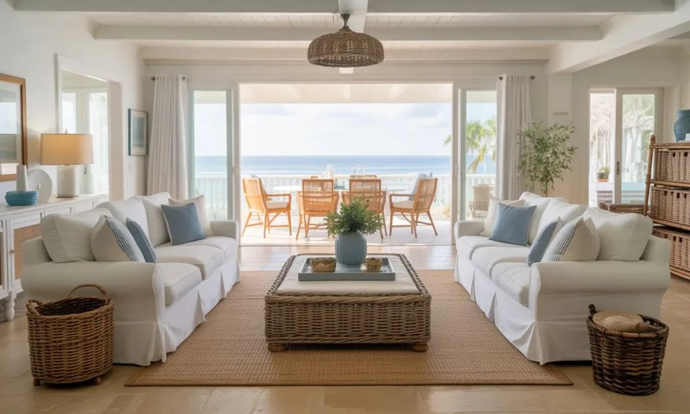 Let the living room feel open, light, and easy