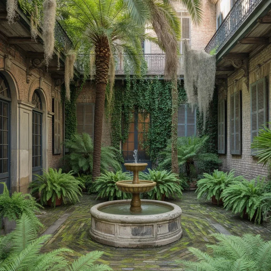 Make water greenery and shade the heart of the courtyard