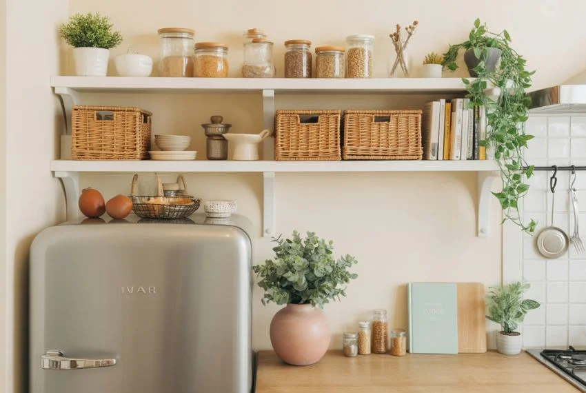 Open Shelving Above the Fridge