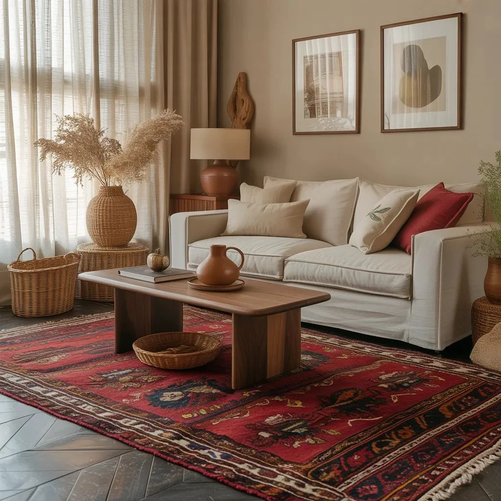 Pair Red With Warm Neutrals and Wood