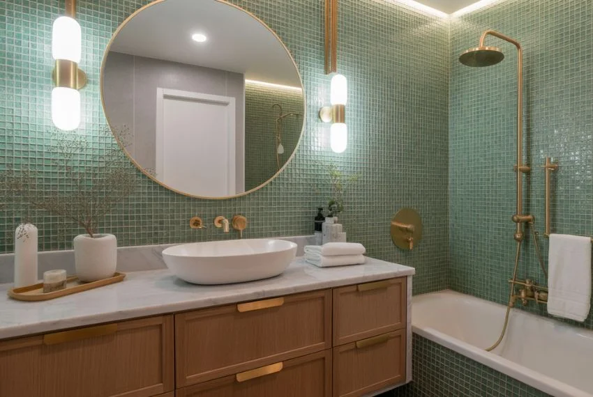 Pairing Green Mosaic Tiles with Other Materials