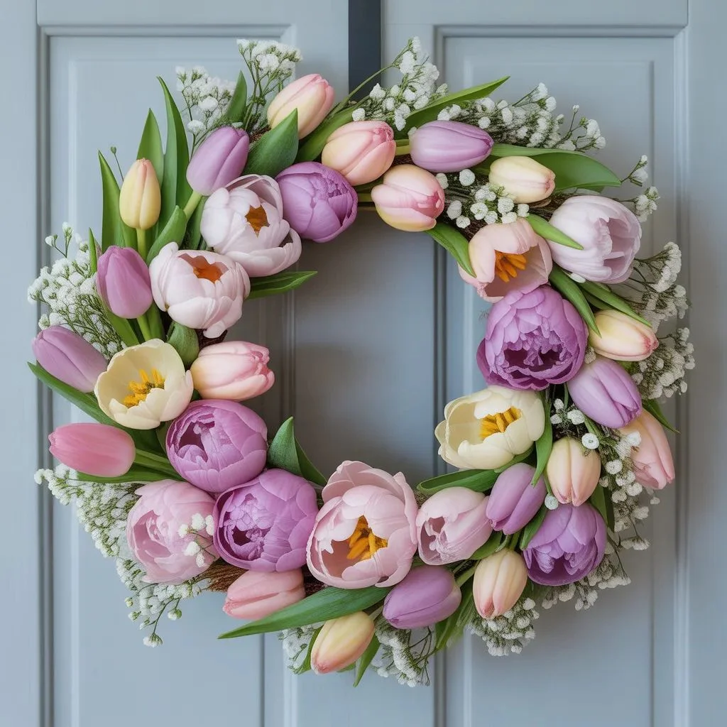 Soft Pastel Floral Wreath with a Modern Twist