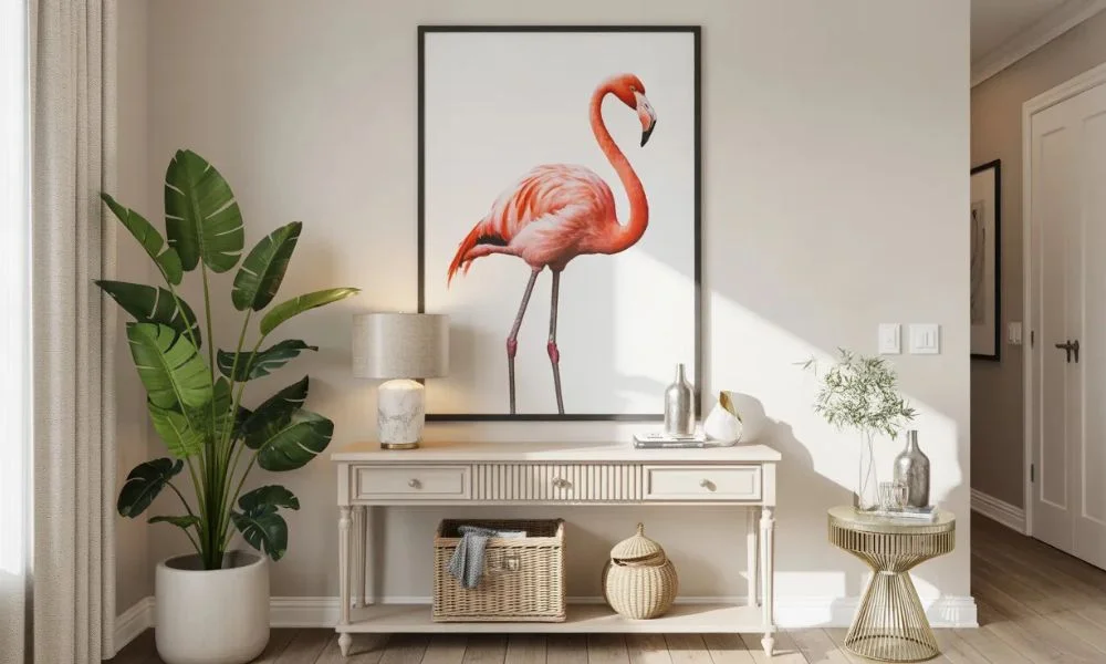 Use Flamingo Wall Art as a Clean Focal Point