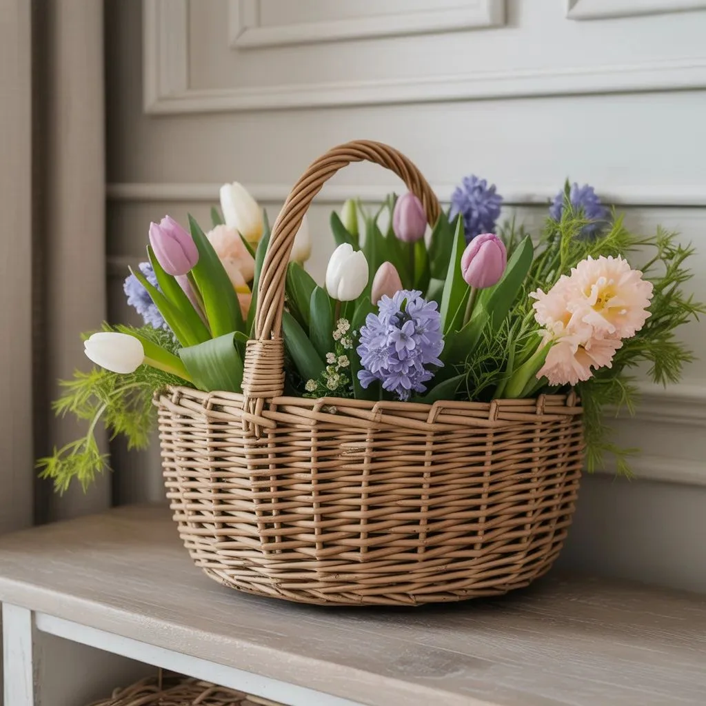 Use a Basket Arrangement for a Softer Cottage Look