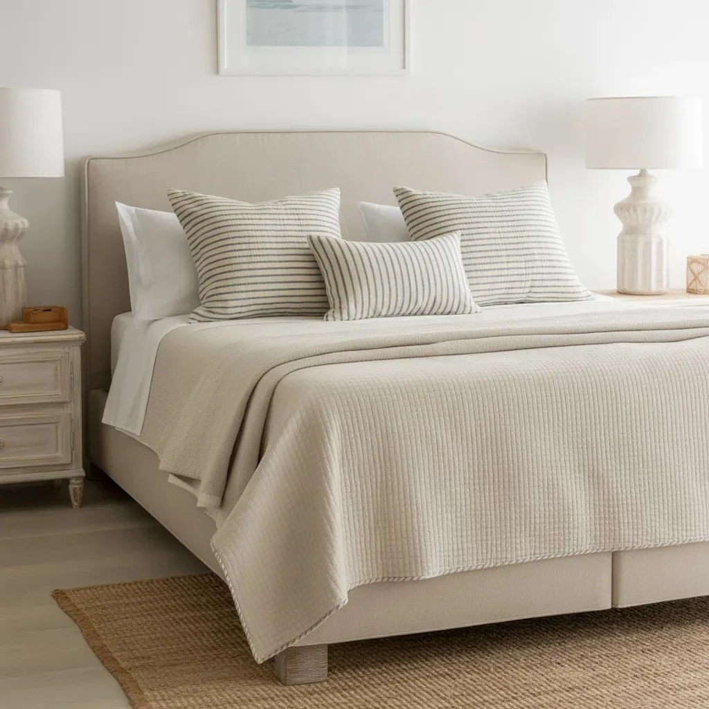 Use stripes and simple patterns as quiet coastal signals