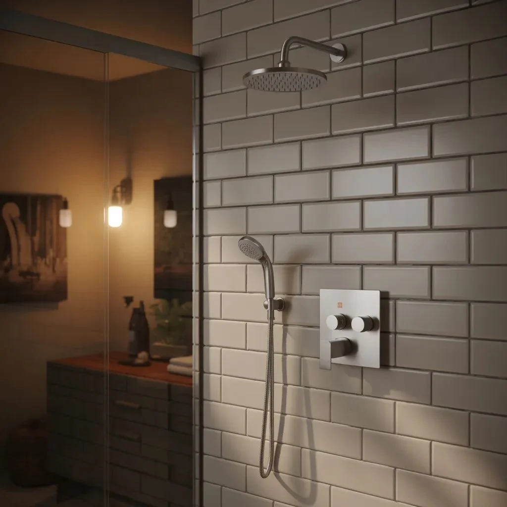 Brushed Nickel Wall-Mounted Shower Faucet