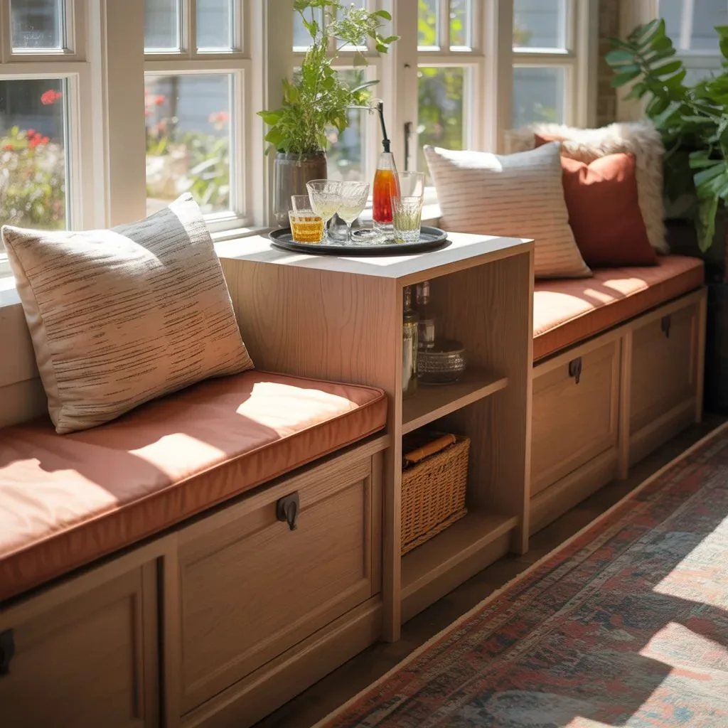 Built-In Window Bench with Bar Storage