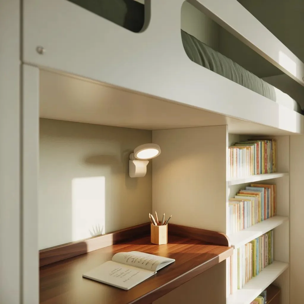 Built-in Bunk Beds That Double as a Desk or Study Nook