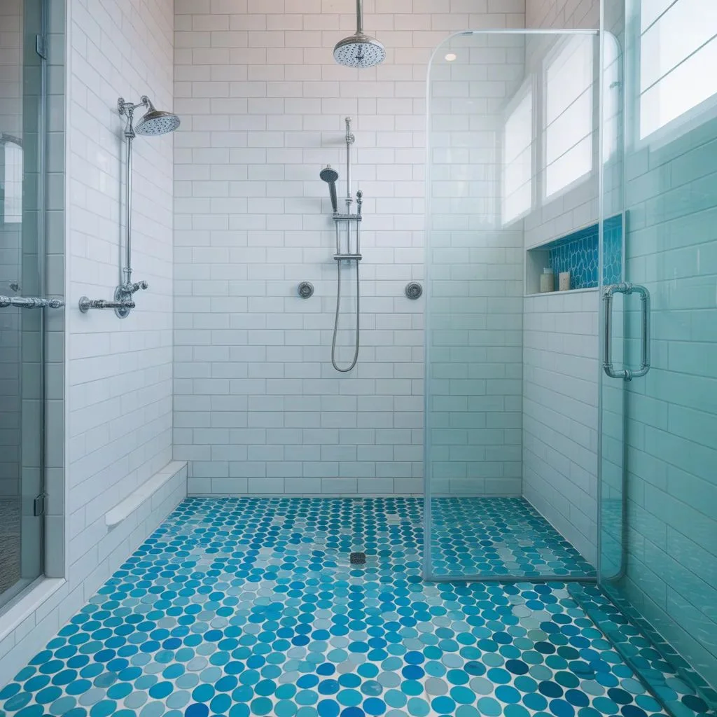 Coastal Blue Glass Pebble Tiles