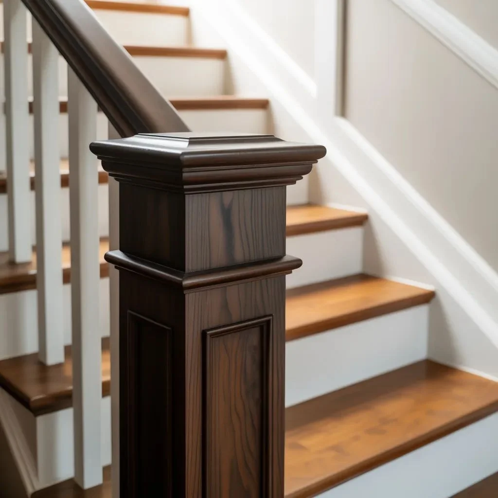 Dark-Stained Wood Railings for Drama