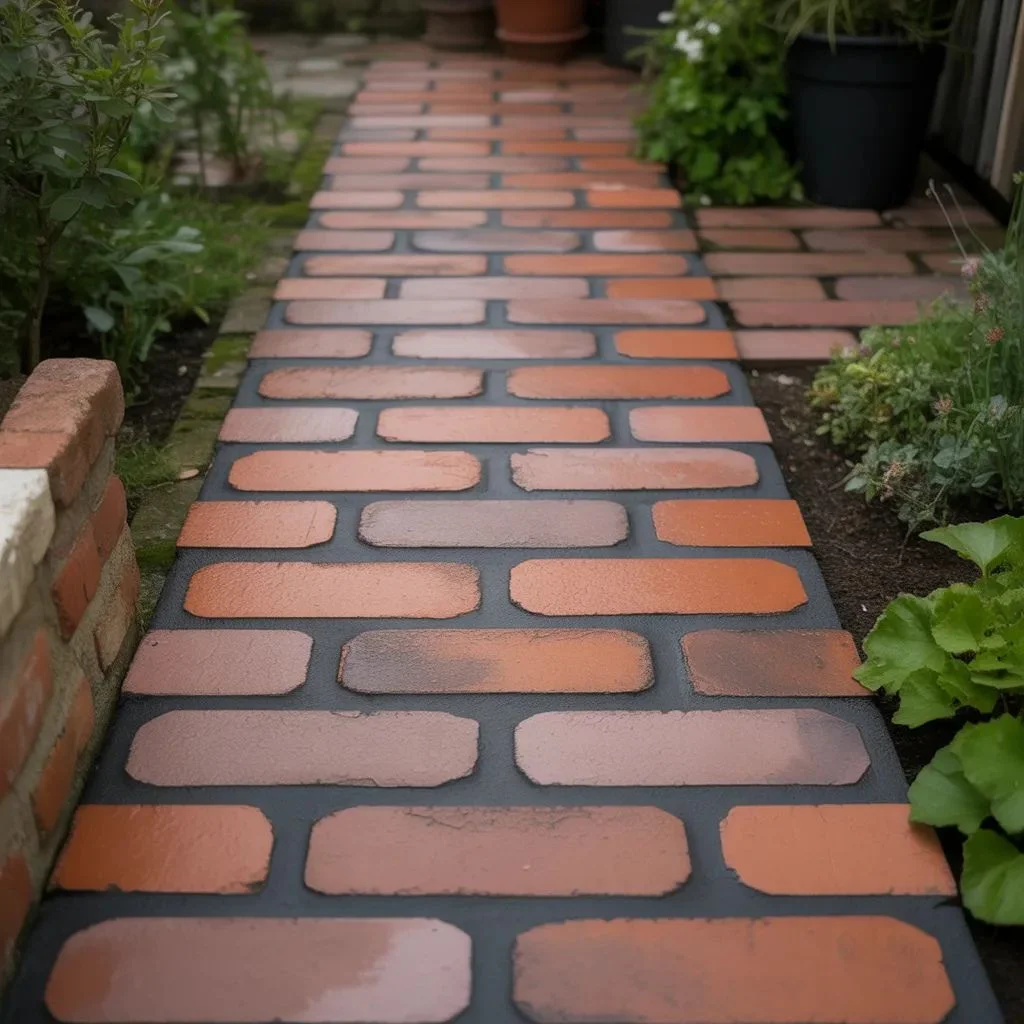 Faux Brick Concrete Walkway Painting