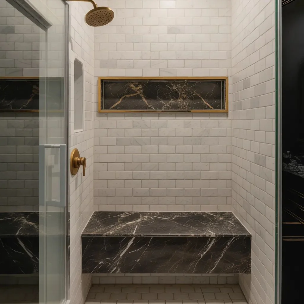 Marble Shower Bench and Built-In Feature Ideas