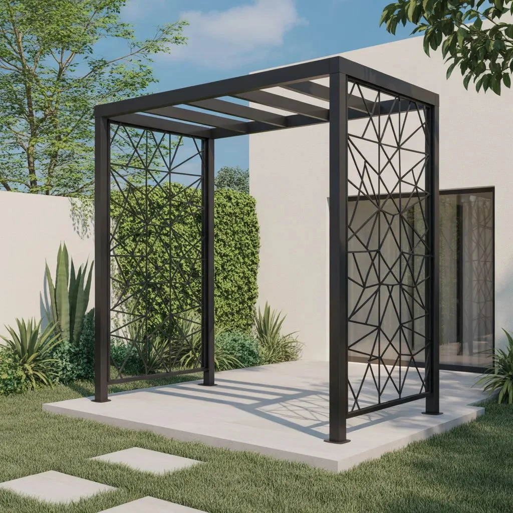 Modern Metal Trellis With Geometric Cutouts