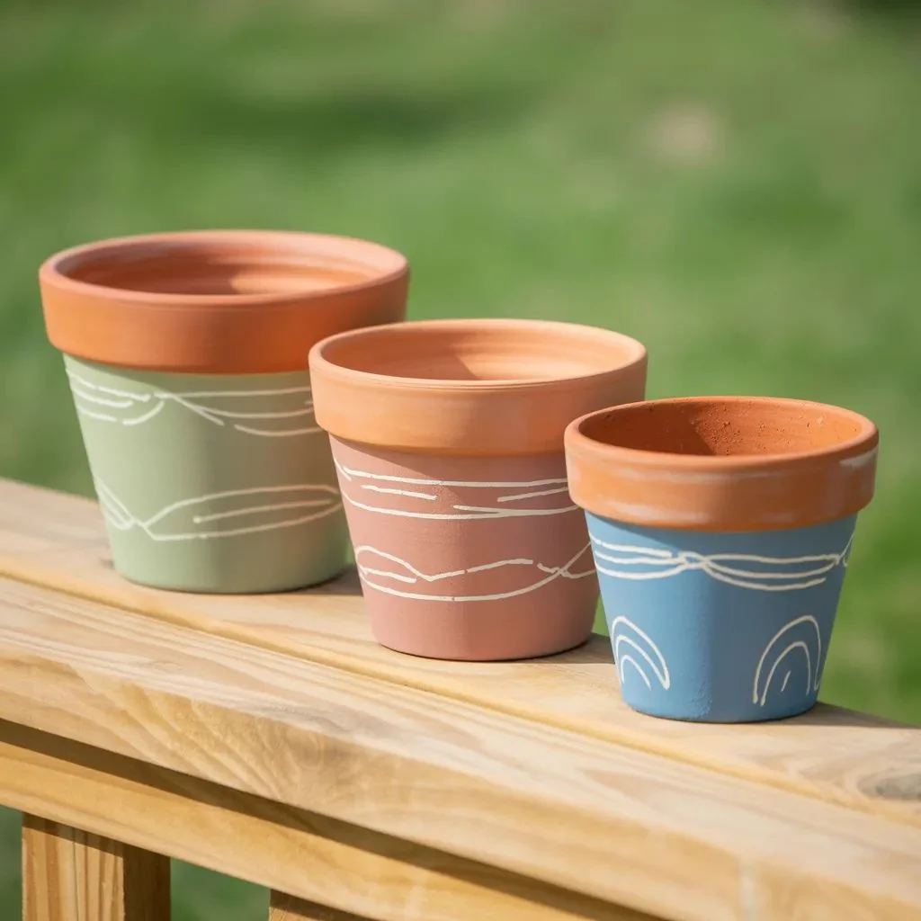 Painted Terra Cotta Pots Outdoor Decor Under $10