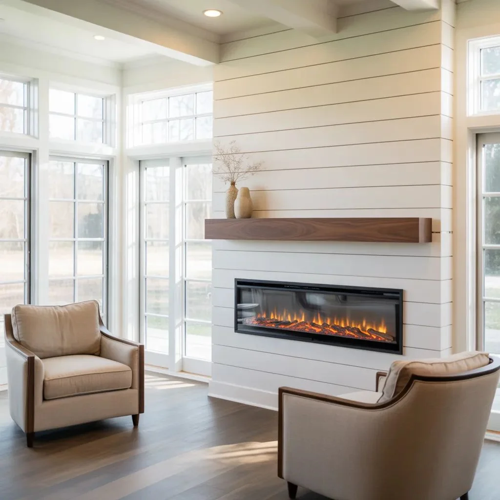 Wall-Mounted Sunroom Fireplace Ideas