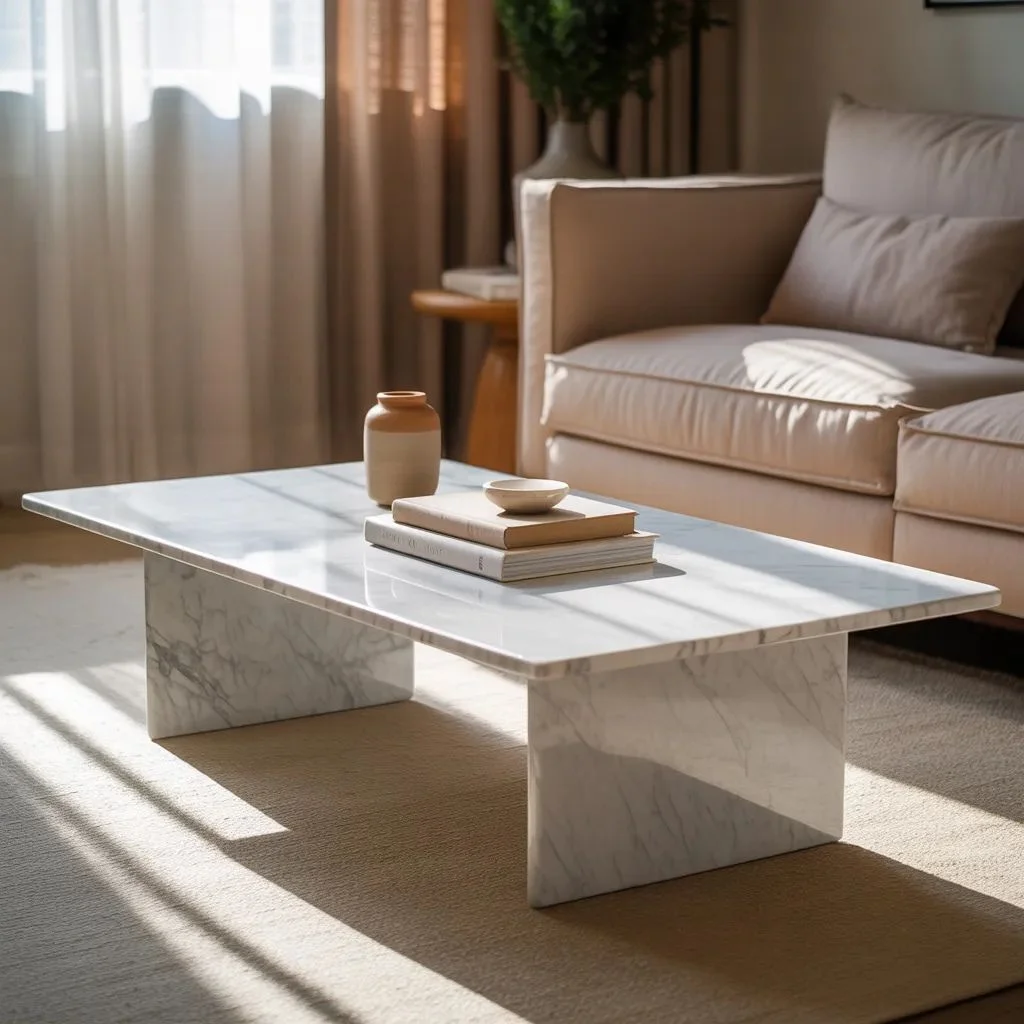 What Is a Solid Block Plinth Marble Coffee Table