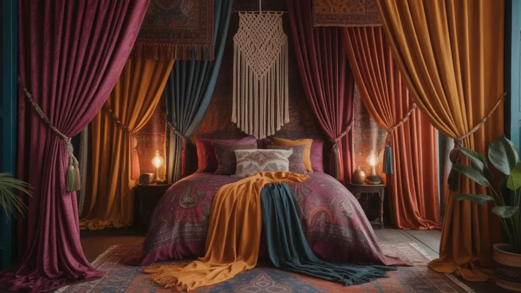 Bohemian Bedroom Curtains Worth Obsessing Over — Fabrics, Colours, and Hanging Tricks