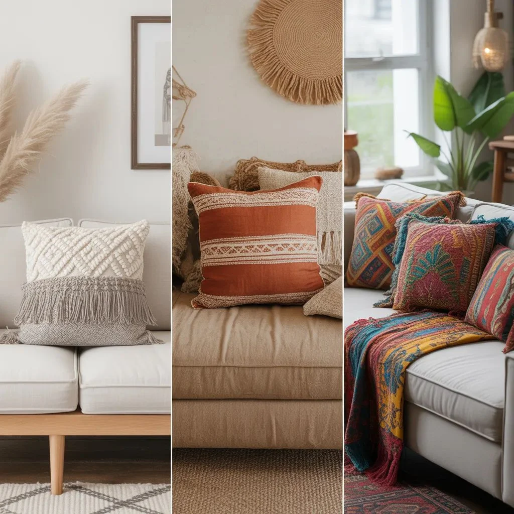 Bohemian Pillow Ideas by Living Room Style