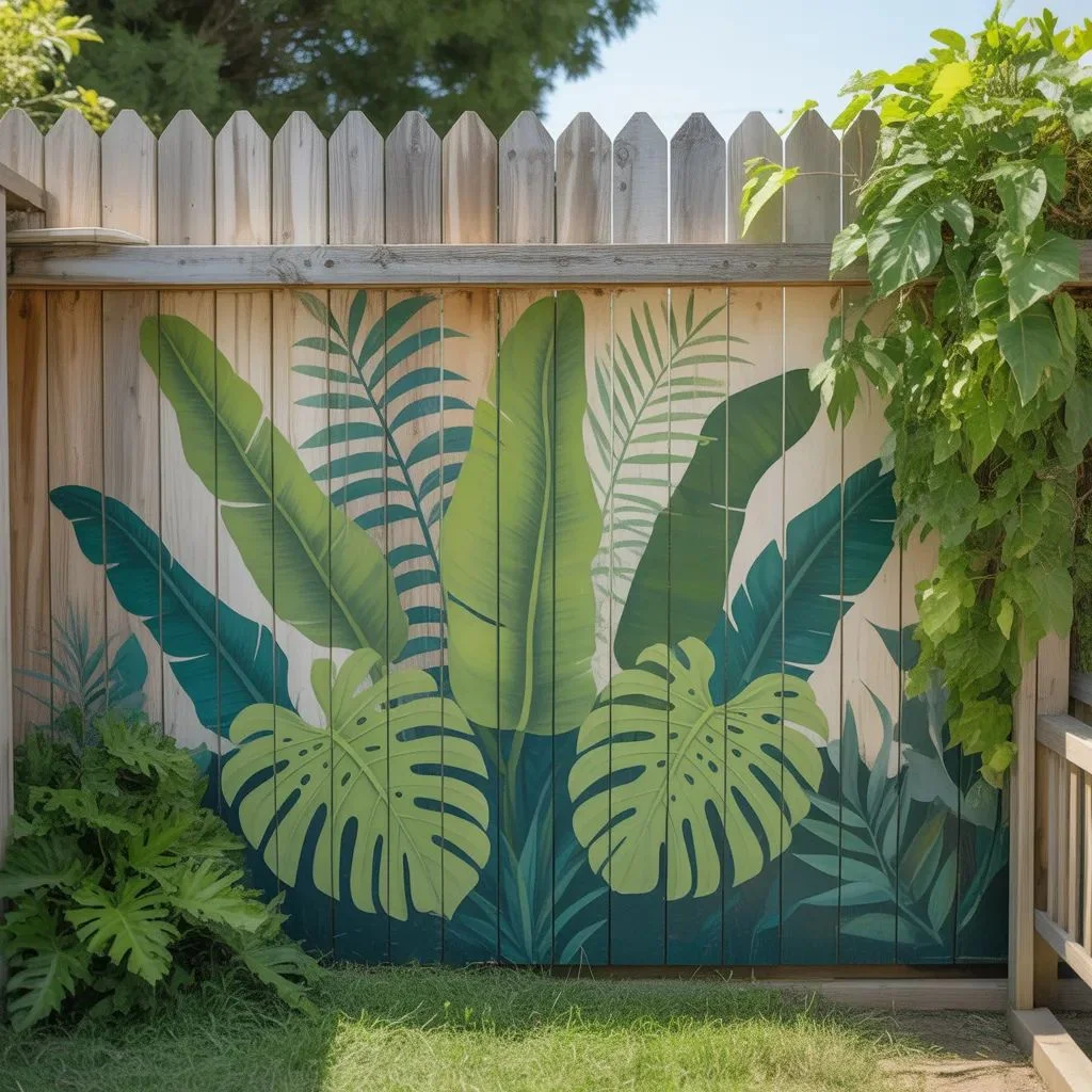 Botanical and Tropical Plant Mural Ideas for Fences