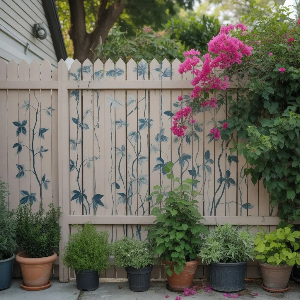 Combining Real Plants With a Painted Mural Wall