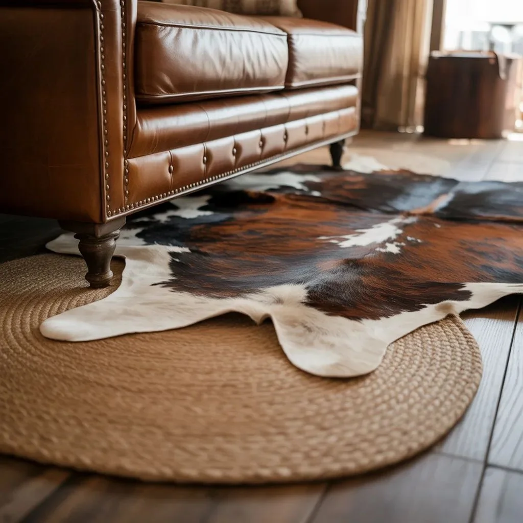 Cowhide, Navajo Textiles, and Layered Rugs