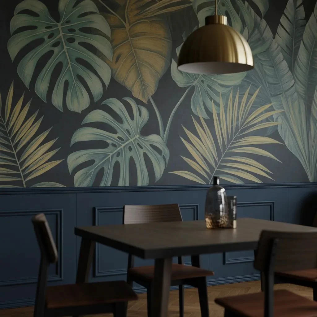 Dark Moody Tropical Mural