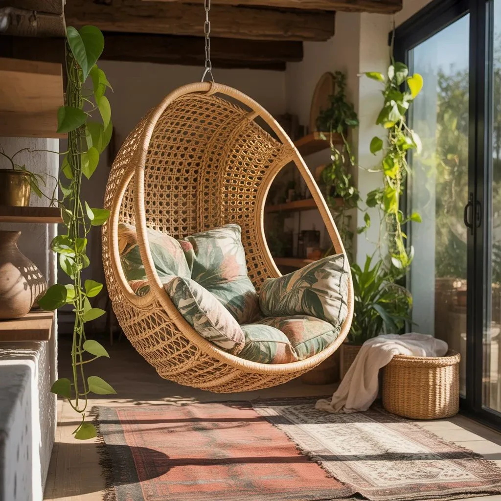 Egg-Style Hanging Rattan Chair