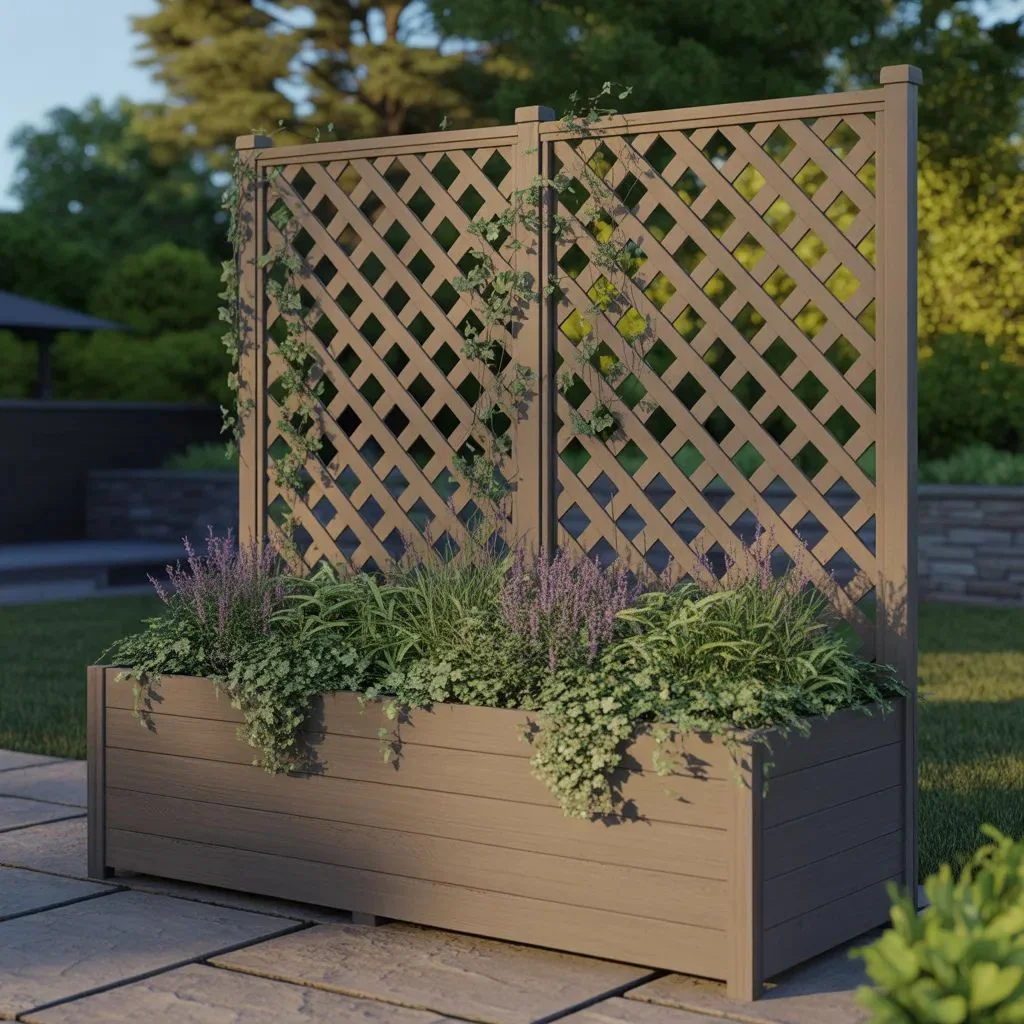Freestanding Lattice Screen with Planter Base