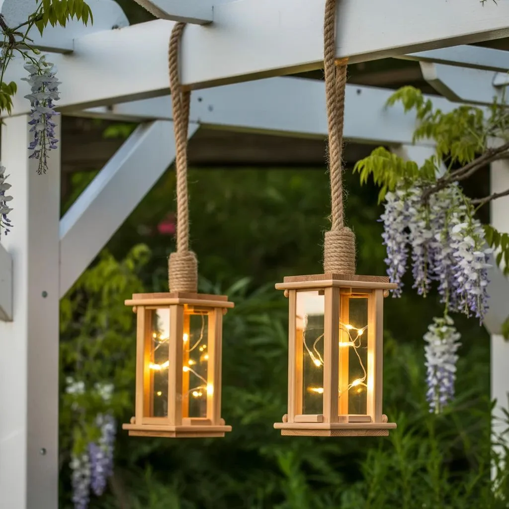 Hanging Rope-and-Wood Lantern