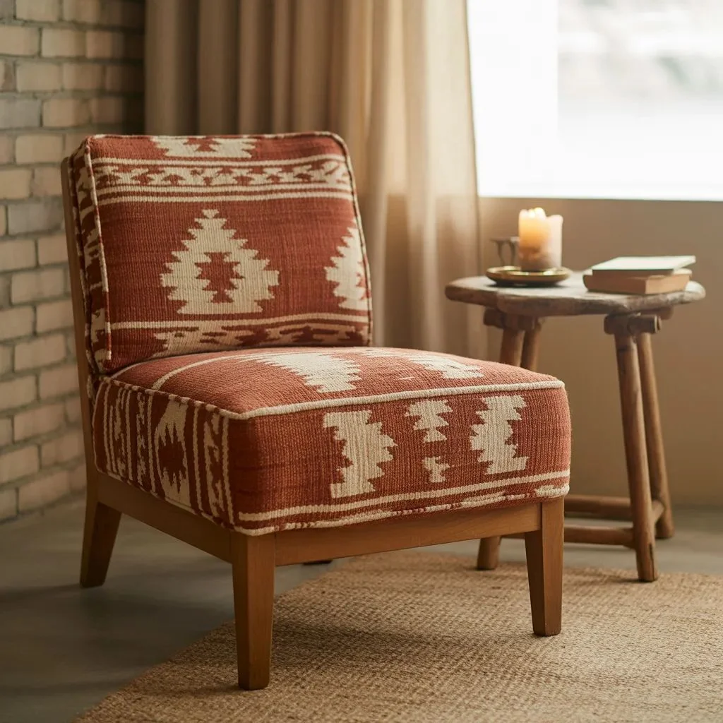 Kilim-Upholstered Accent Chair