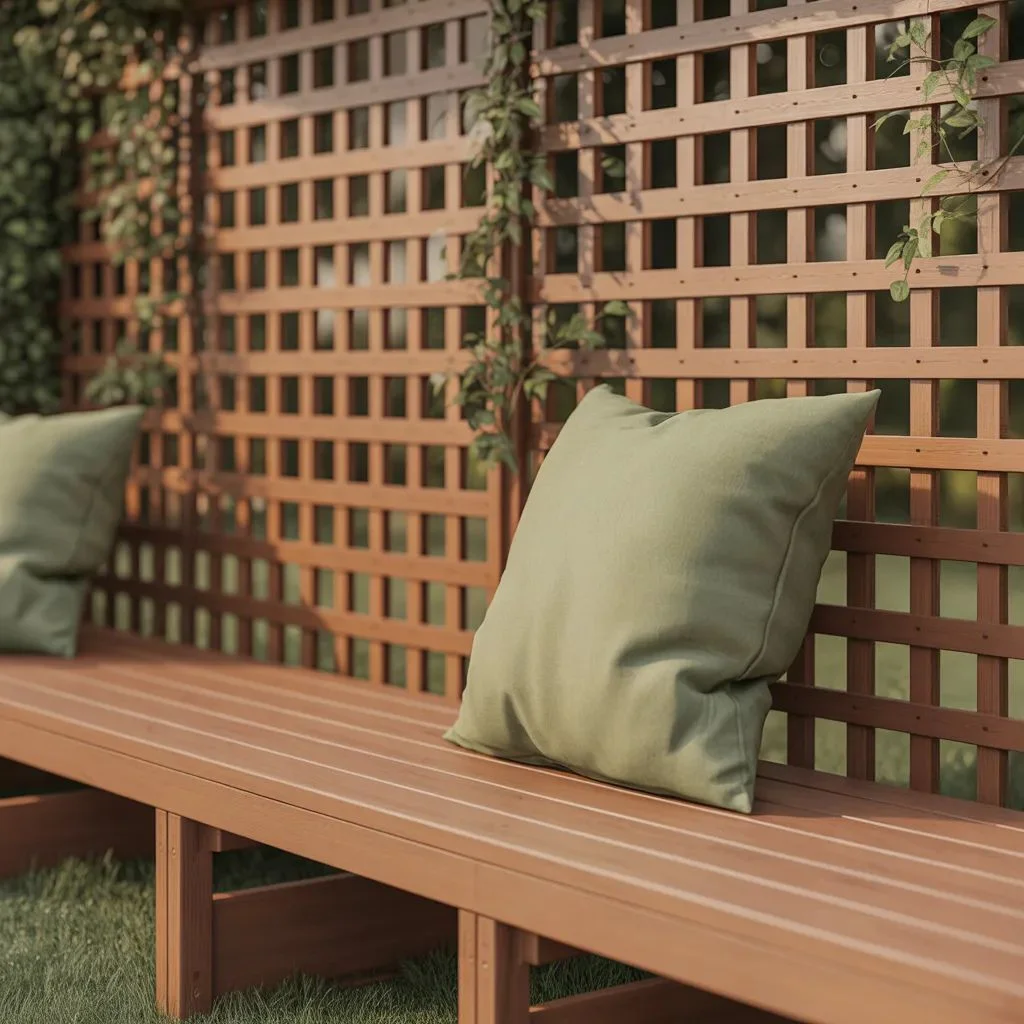 Lattice Screen with Built-In Bench