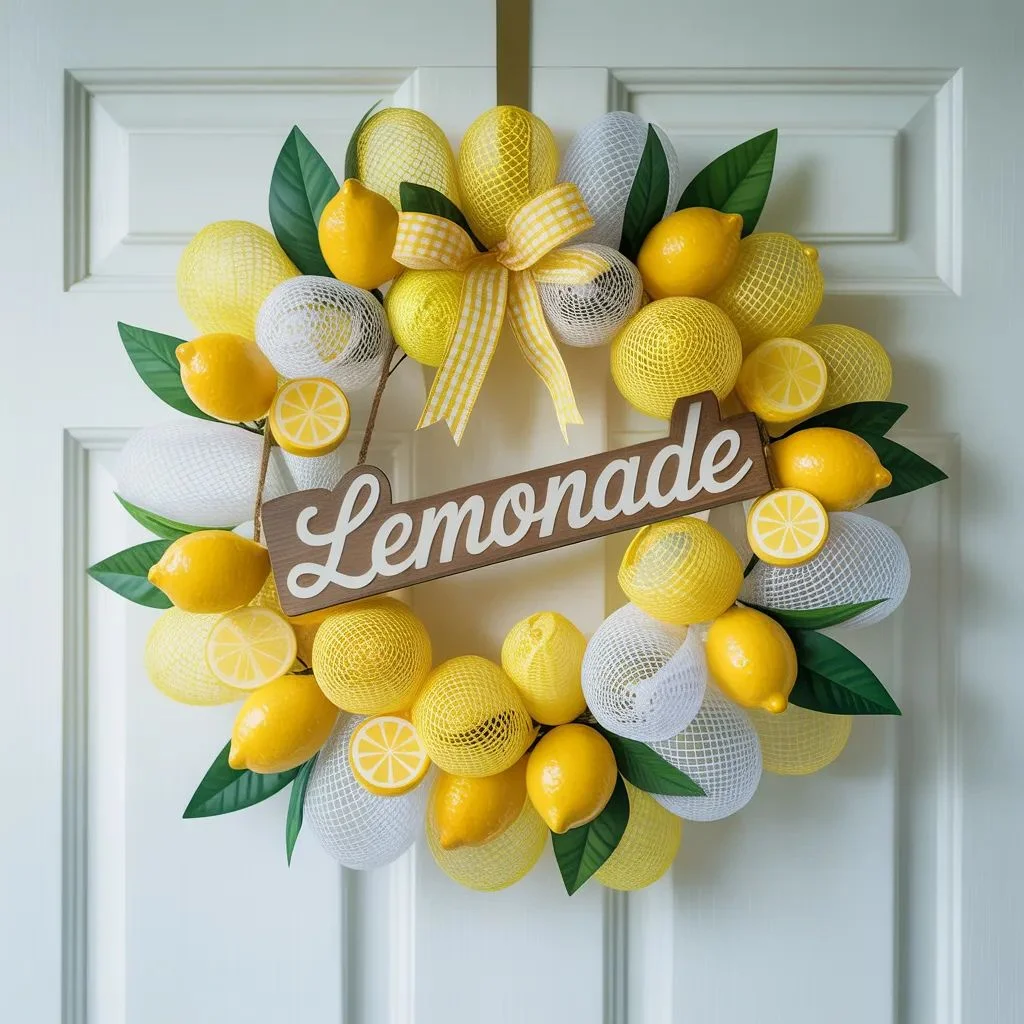 Lemon and Citrus Deco Mesh Wreaths