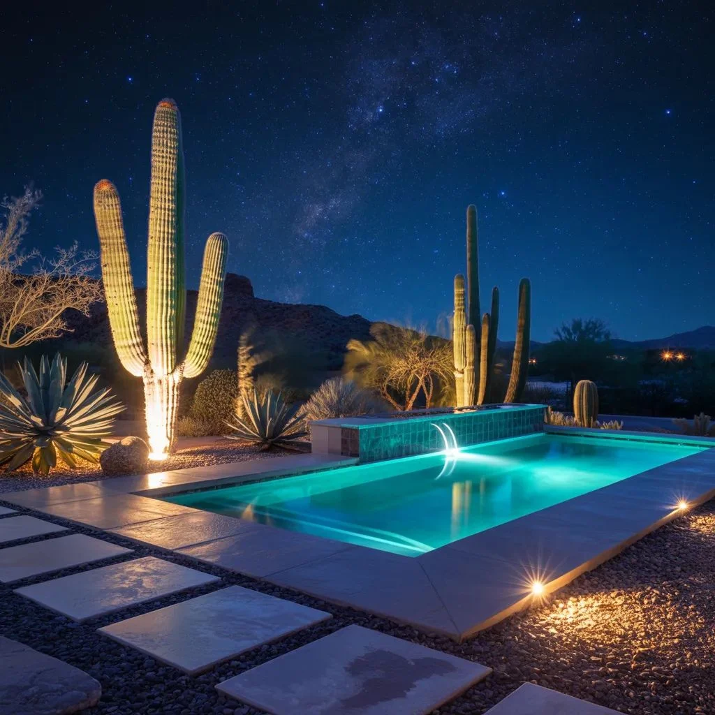 Lighting Your Desert Pool Landscaping for Day and Night