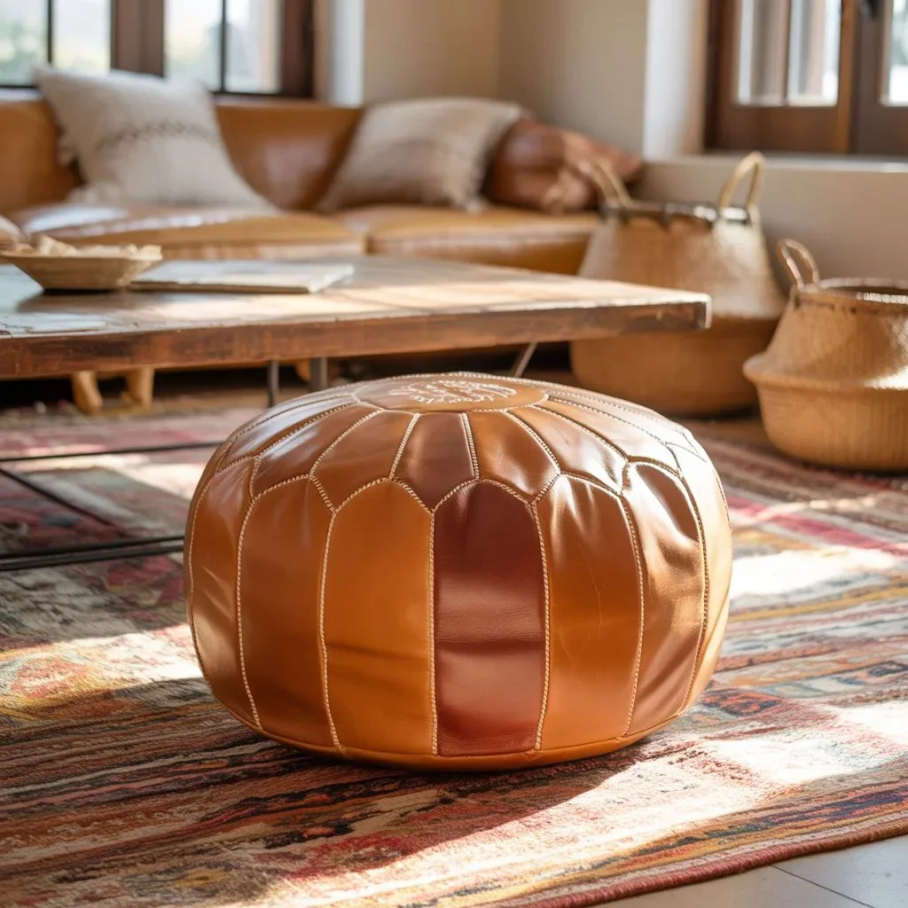 Moroccan Pouf Ottoman Chair