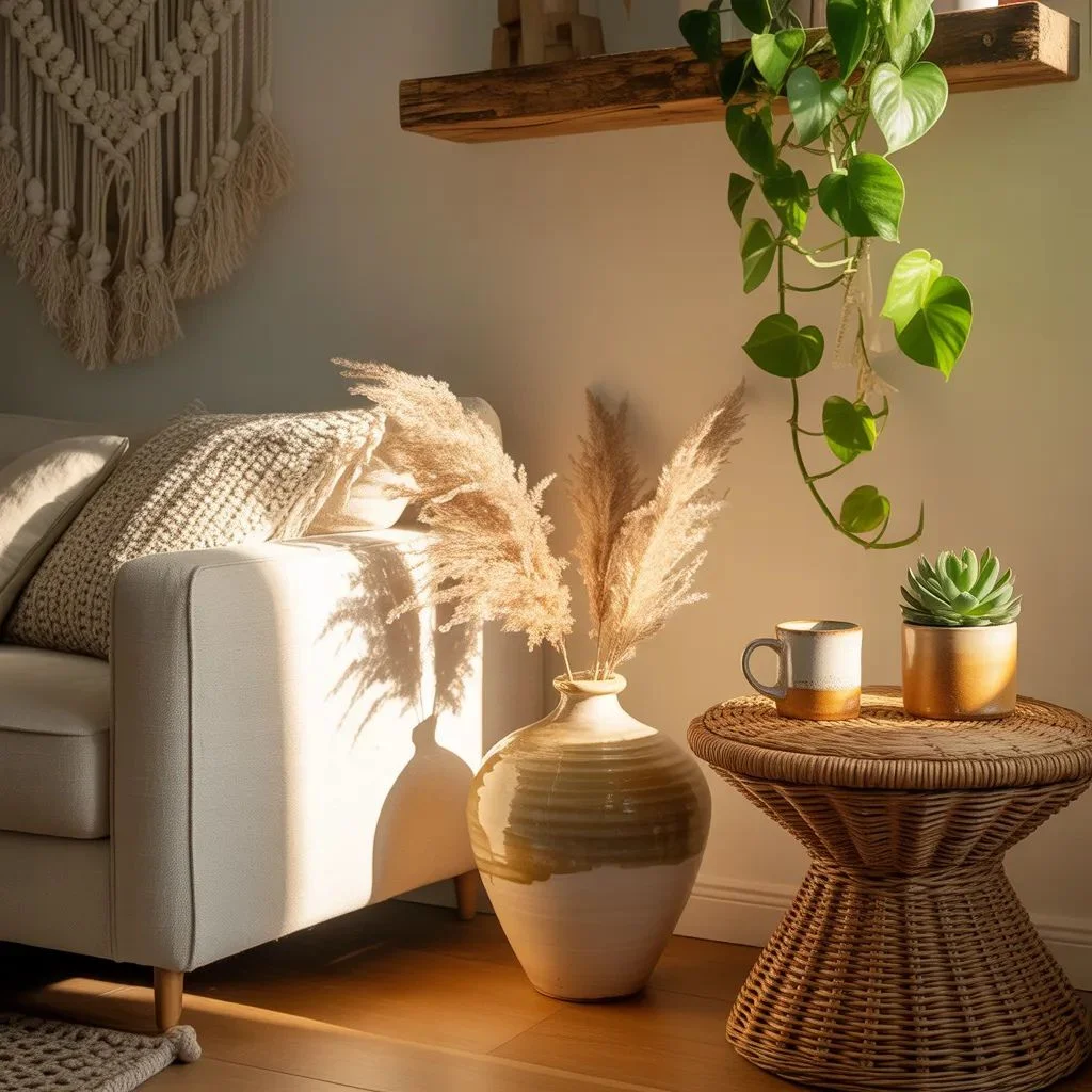 Natural Elements to Style Around a Bohemian Couch