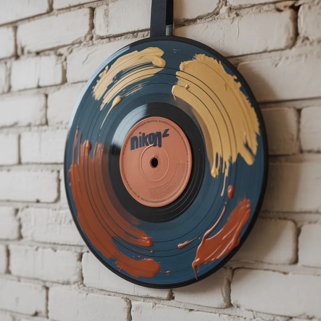 Painted Vinyl Record Canvas Art